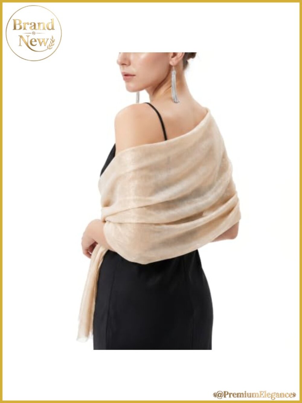 Sparkling Metallic Pashmina Shawl Wrap Formal Evening Wedding